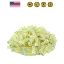 100 Pcs Yellow Nylon Female Spade Connectors 12-10 AWG Quick Disconnect Wire ...