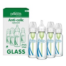 Dr. Brown's Natural Flow Anti-Colic Options 8 Ounce, 4 Pack, Clear Glass