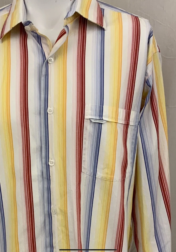 Camisa Alex Cannon L Multicolor Rayas Abotonada 100% Algodón YGI Q2-223 Foto 3 de 4