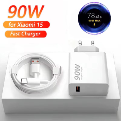 90W Fast Charger for Xiaomi 15 14 13 12 11 Pro Ultra Lite USB to Type C Quick Ch