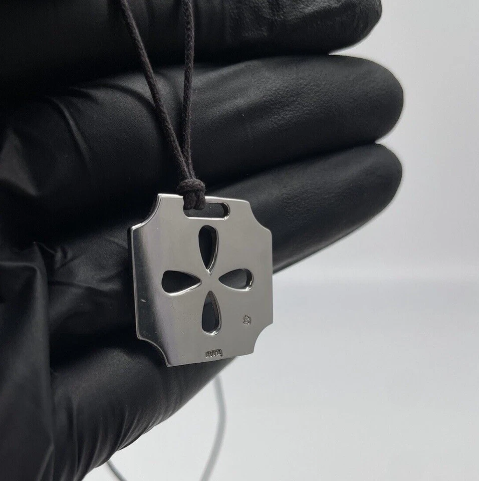 COLLANA DONNA ARGENTO 925 QUADRIFOGLIO PORTAFORTUNA MEDAGLIETTA DIAMANTE 0,01Kt. - Immagine 2 di 4