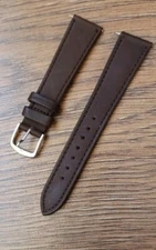 19mm VINTAGE APOLLO GENUINE CALF LEATHER BROWN WATCH STRAP, SILVER BUCKLE, NOS