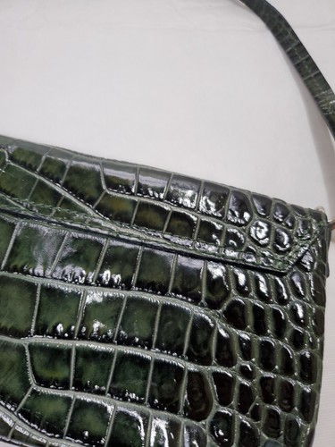 Laura DiMaggio Handtasche Tasche Kroko-Prägung Lackleder smaragdgrün wandelbar - Bild 5 von 17