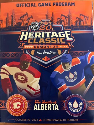 2023 NHL HERITAGE CLASSIC PROGRAM TIM HORTONS FLAMES OILERS STANLEY CUP CHAMPION