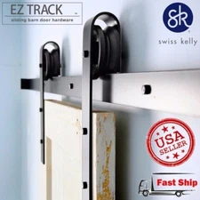 Sliding Barn Wood Door Hardware Black & Brown (Coffee) Steel Kit Track Closet