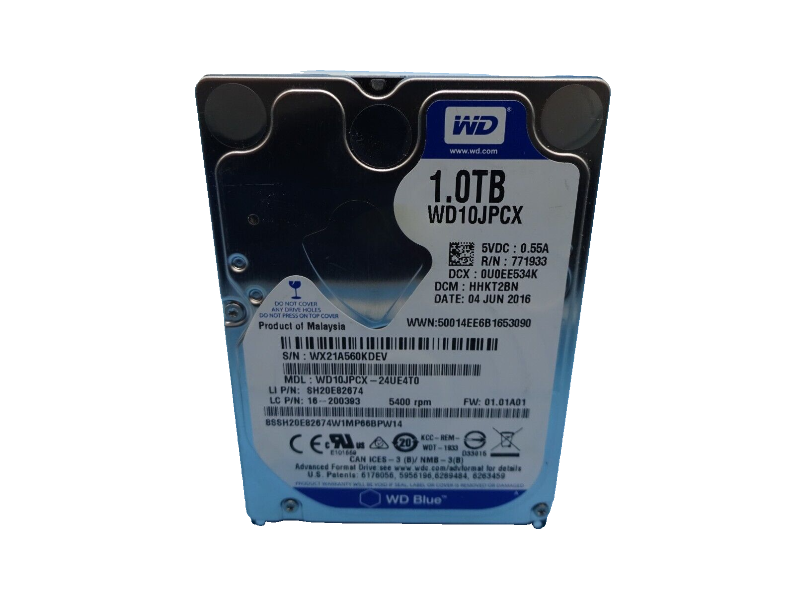 Western Digital WD Blue 1TB (WD10JPCX) – Disco Rigido Interno 2.5" SATA III Per Laptop, 5400 RPM, 8MB Di Cache