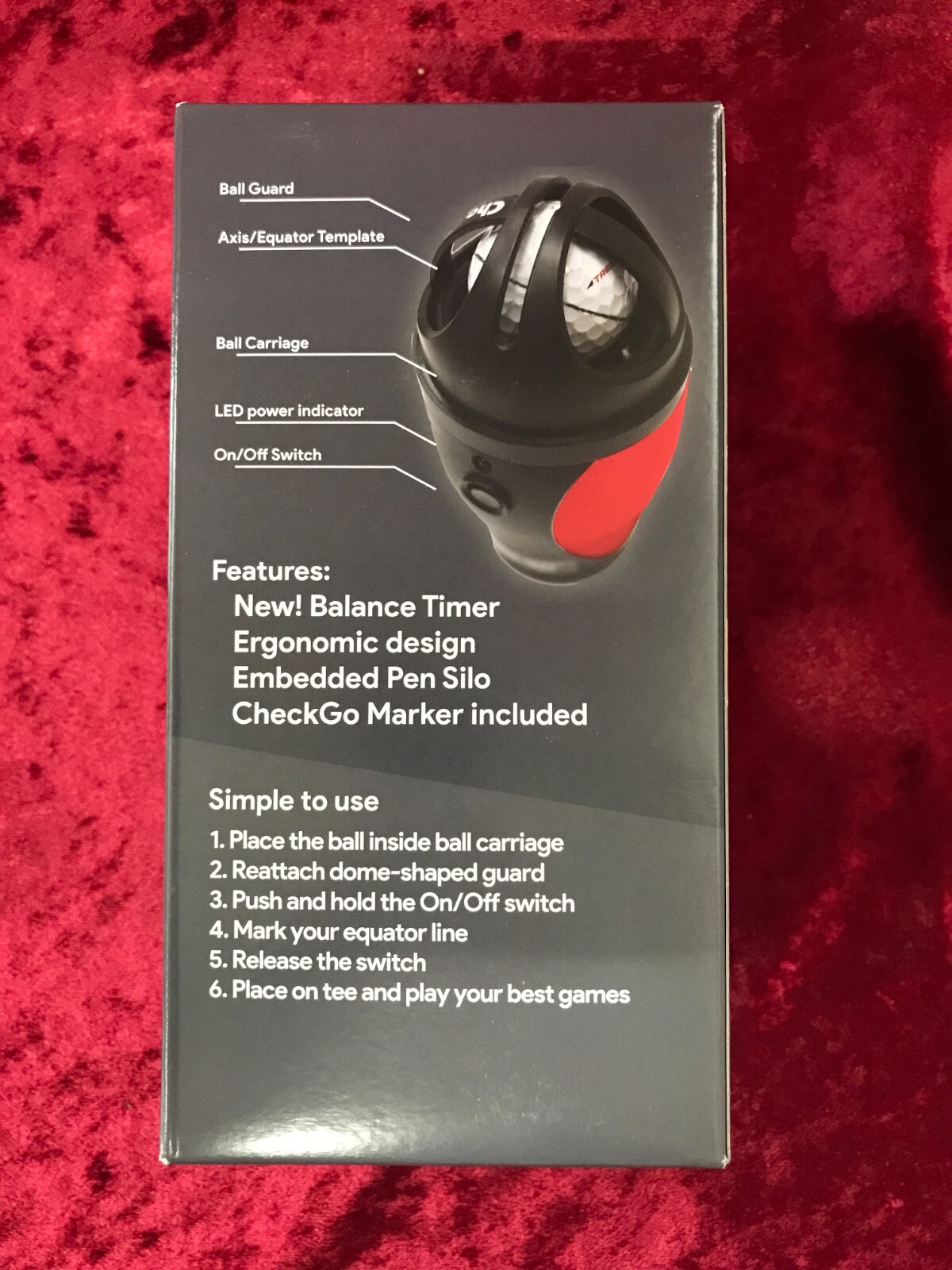 Check Go PRO Golf Ball Center of Gravity Discovered Equatorial Line Red