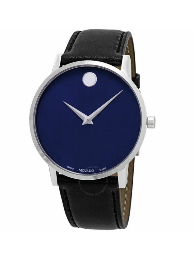 Brand New Movado Men's Museum Classic Blue Dial Leather Strap