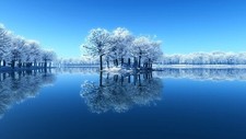 Landscape winter water nature snow reflection blue Custom Gaming Mat Desk