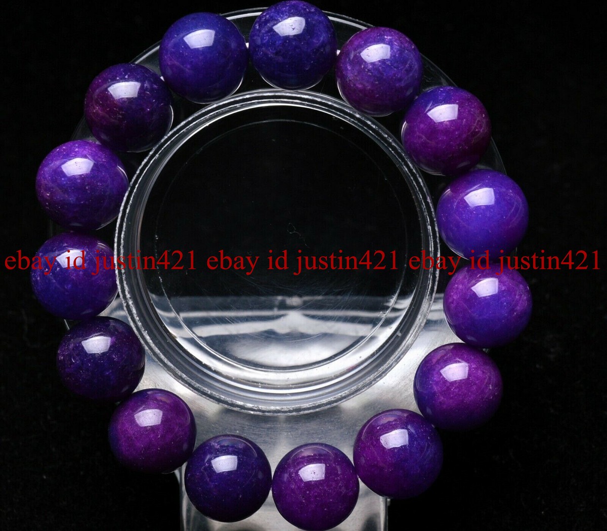 Genuine Natural Purple Phosphosiderite Gemstone 11mm Round Beads Stretch Crystal