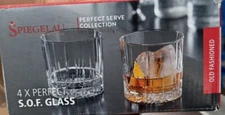 Perfect Serve Single Old Fashioned Glass Set of 4 - Lowball Cocktail Glasses,...