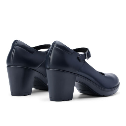 Women Wide Size Low Chunky Heel Ankle Strap Round Toe Dress Pump Shoes - Picture 8 of 30