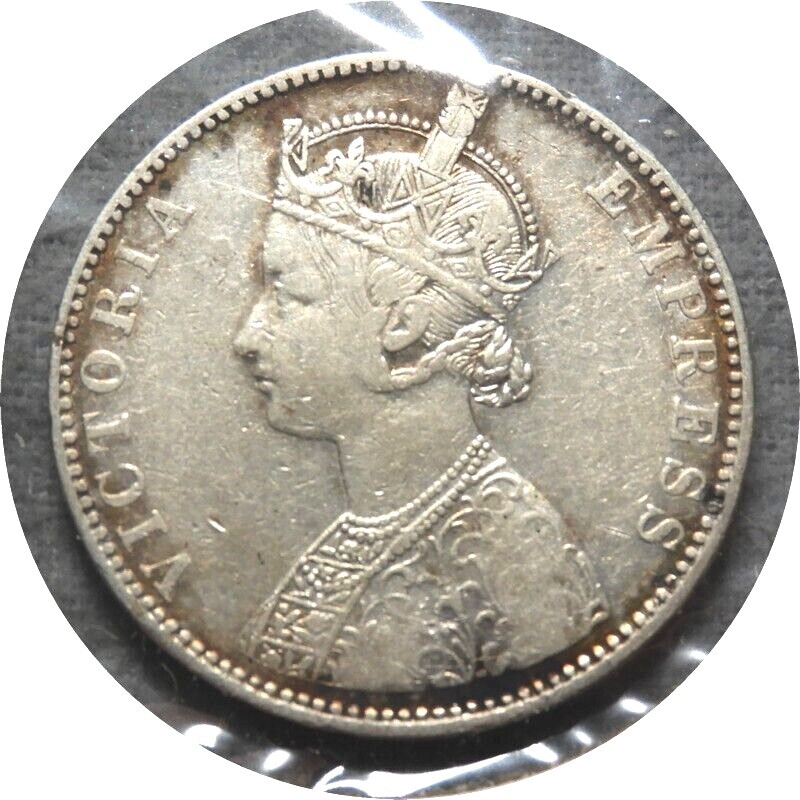elf India Bikanir State 1 Rupee 1892 Silver Victoria    107A