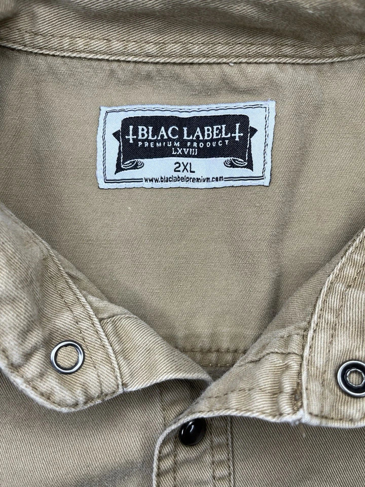 Camisa Western Blac Label Para Hombres 2XL Vaquero Perla Bordada a Presión Debe Engañar a la Muerte Foto 3 de 4