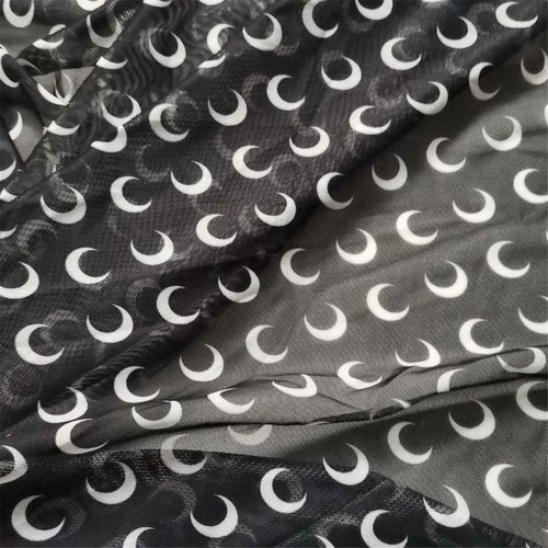 Stretch Fabric Black Lace Print Moon Allover 63" Wide Fabric Sold By the Yard - Picture 7 of 14