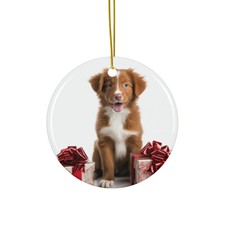 Hanging Ceramic Christmas Tree Ornament - Nova Scotia Duck Retriever Puppy