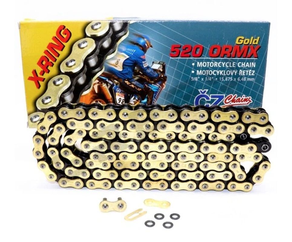 Chaîne CZ 520 ORMX pour remplacer une transmission usée moto enduro or 118 maillons