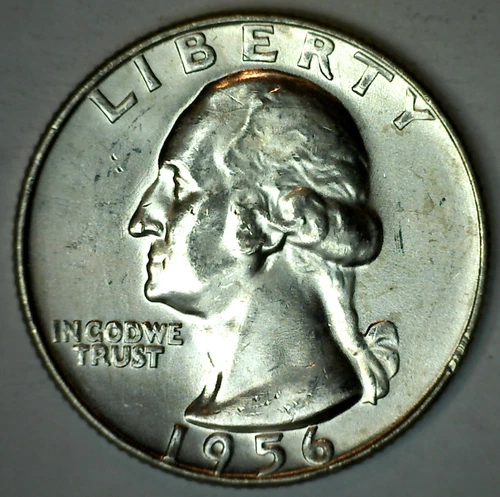 1956 D US Washington Silver Quarter Coin 25c Uncirculated 25 Five Cent Denver
