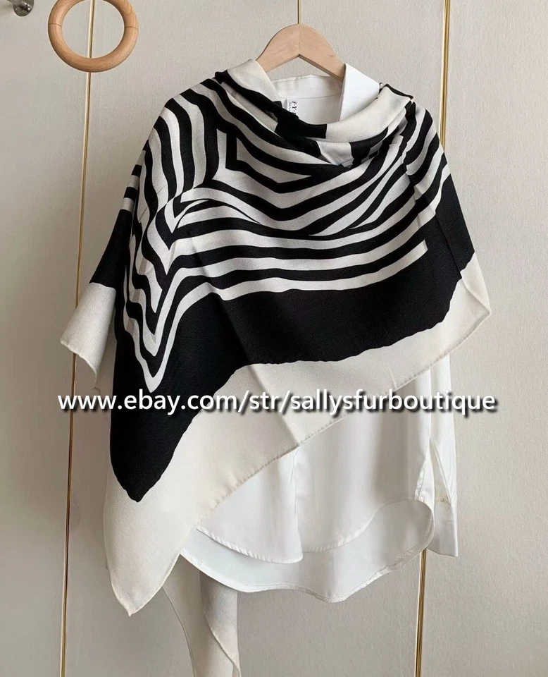 Шарф Sallys 70% кашемир и 30% шелк полоски принт двуликая квадратная шаль 53 дюйма - Изображение 4 из 4