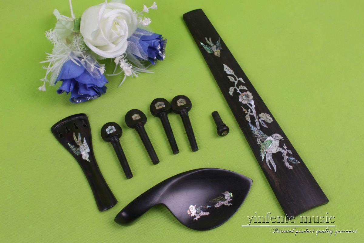 ebony 4/4 violin parts tailpiece peg End pin chin rest Fingerboard Shell inlay