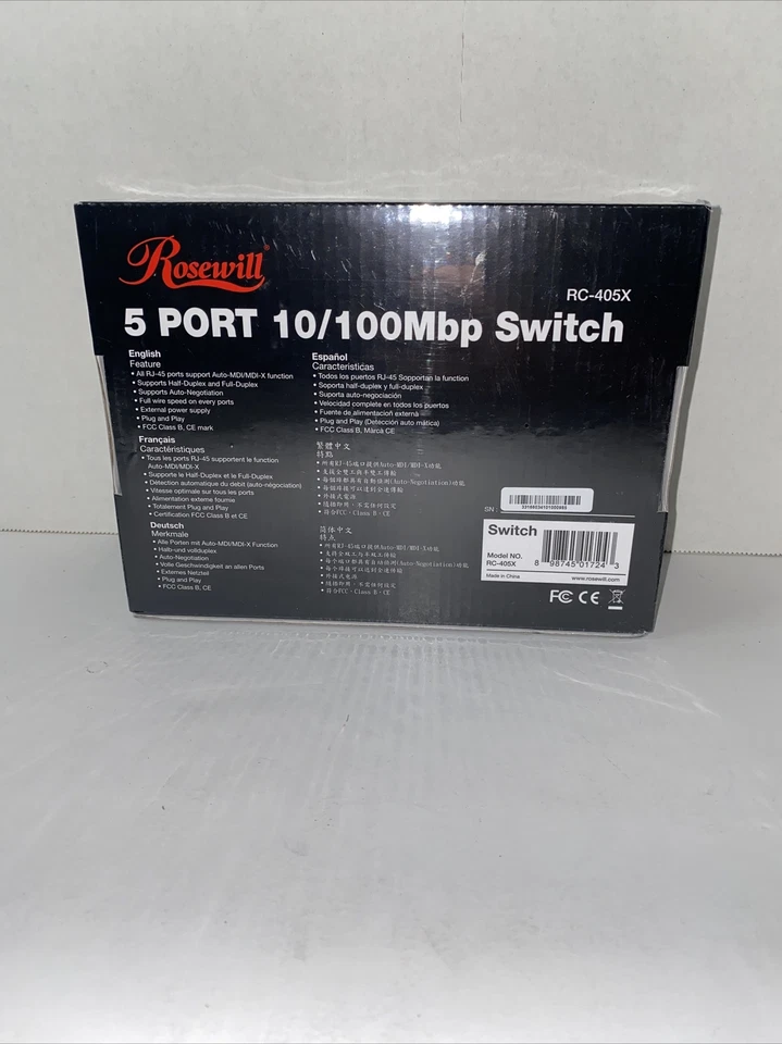 Rosewill 5 Port 10/100 Mbps Switch RC-405X. New in box - Image 2 of 2