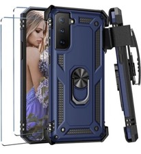 Belt Clip Case for Samsung Galaxy S21 Case with Kickstand,  2 Screen Protectors