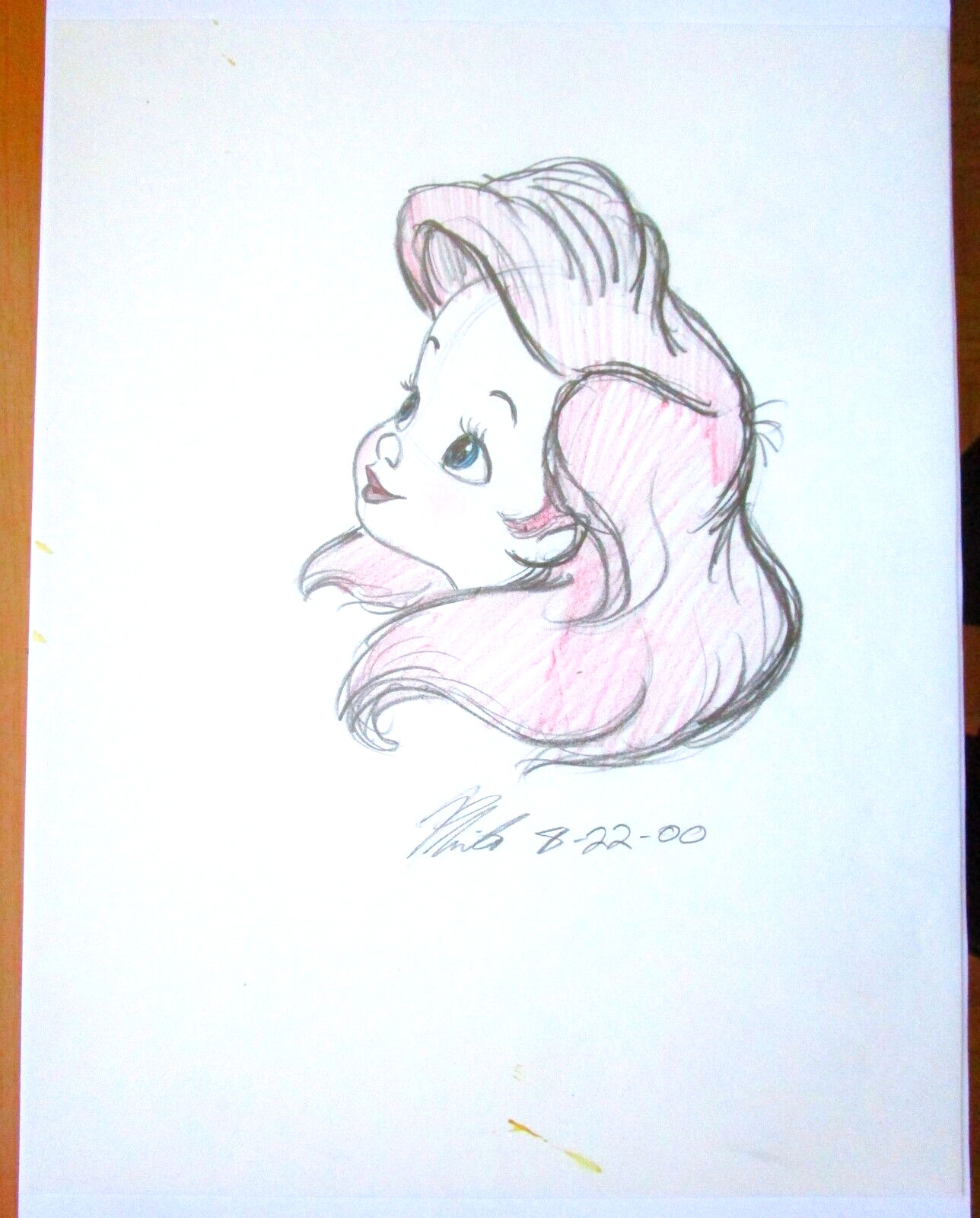 SIGNED LITTLE MERMAID ARIEL BABY WALT DISNEY ORIGINAL MERCHANDISE cel DRAWING