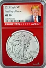 2023 NGC MS 70 American Silver Eagle in First Day of Issue Trump 2024 Core