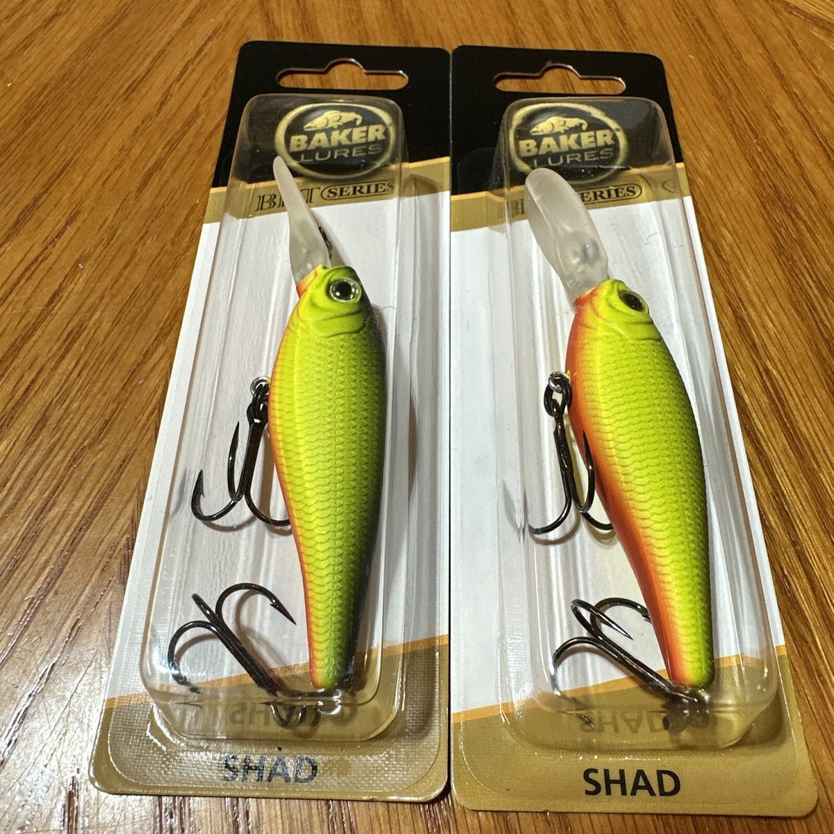 2 Baker Lures Suspending Shad 2-3/4 1/2oz BDT2-P007 Orange Belly  Chartreuse GRN