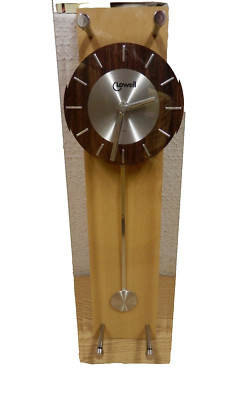 Lowell Wanduhr mit Pendel Quartzwerk Uhr Buche Glas Facettenschliff 45x13 in VP