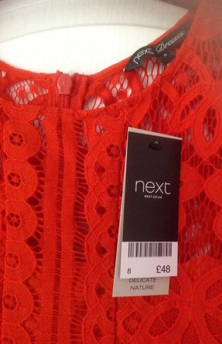 Next Women's Bnwt Size 8 Red/orange Lace Occasion Dress - Picture 2 of 5