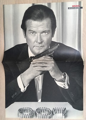 BRAVO POSTER Roger Moore - James Bond - Rod Stewart - 80er Jahre !!!