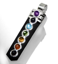 Black Tourmaline Crystal Point Chakra Gem Pendant Silver Necklace Reiki Healin