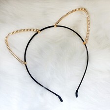 Kitty Cat ear Crystal Rhinestone Beaded Hair Band Headband made in Korea cute