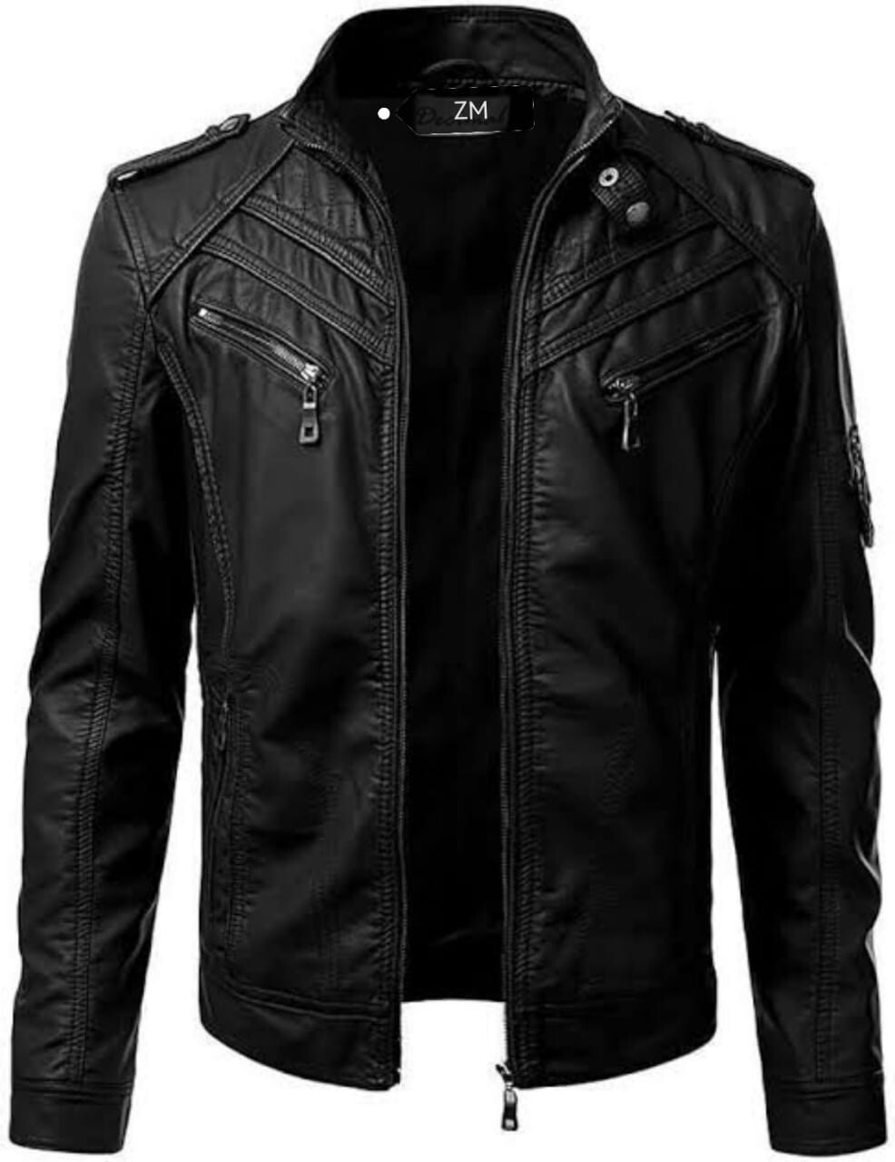 Men's Classic Black Biker Leather Jacket – Comfortable & Stylish