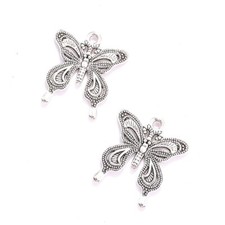 BLUK 50Pcs Butterfly Charms DIY Jewelry Making Pendants Antique Silver