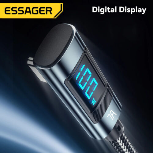 Essager 7A USB Cable to USB Type C 100W Fast Charging Cord Wire Digital Display - Picture 2 of 8
