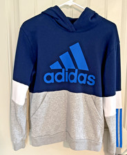 adidas Boy's Long Sleeve Pullover Hooded Sweatshirt Hoodie Youth Large 14/16