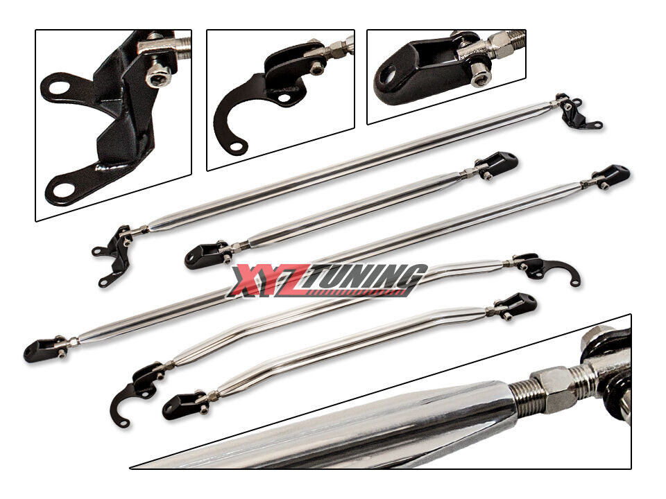 90-93 Acura Integra C-Pillar Upper Strut Tower Lower Tie Arm Bar Brace 5 Combo