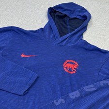 Nike Hoodie Mens Small Blue Pullover Hooded Graphic Cubs Bear Logo Baseball