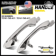 2X Front & Rear Left Side Exterior Door Handle Chrome For 2008-2012 Honda Accord