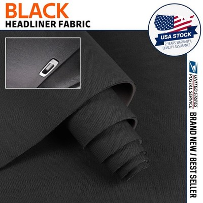 60''W Black Headliner Fabric Flat Knit Material for Car/Truck/SUV Roof Upholstery