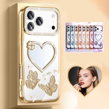 For iPhone 17 Pro Max Air 16 15 14 13 12 Diamond Mirror Butterfly Phone Case