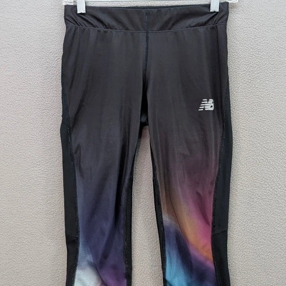 New Balance Leggings Womens Sz XS Capri Running Tights Athletic Space Dye Black - Image 4 of 4