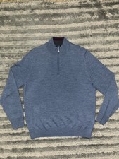 Brooks Brothers Sweater Mens Large 1/4 Zip Pullover Extra Fine Merino Wool