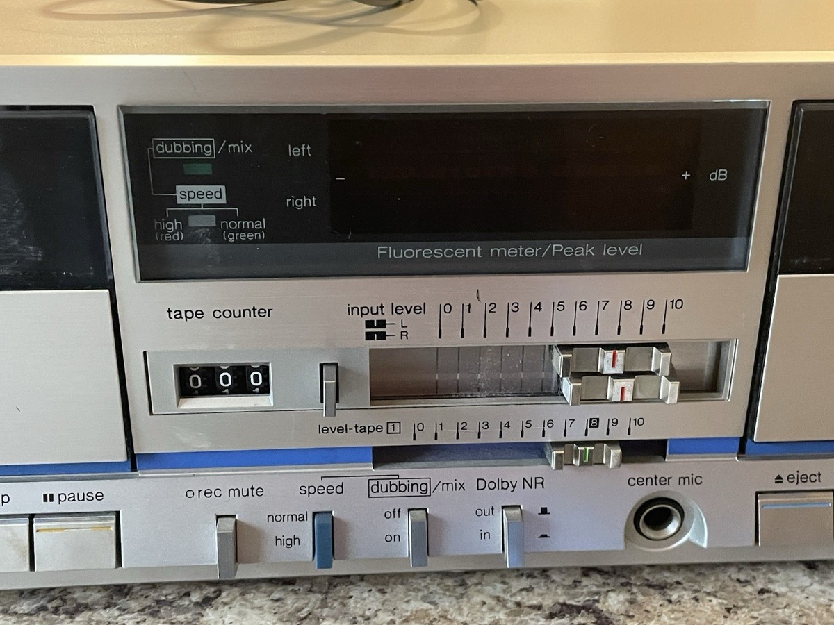 Technics RS-M202 Stereo Double Cassette Deck Silver Vintage Made