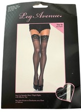 Leg Avenue Stay Up Sheer Thigh Highs Lace Silicone Top Style 1022 One Size
