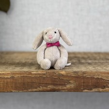 Jellycat Tiny Beige Bunny Pink Bow - Miniature Vintage Beige Bunny Rabbit 3.5"
