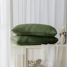 100 Linen Pillowcases Set of 2, Envelope Overlap Closure French Natural Wash...