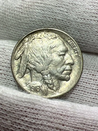 1916 Full Horn High Grade BU Uncirculated Buffalo Nickel -  Better Date US Coin!